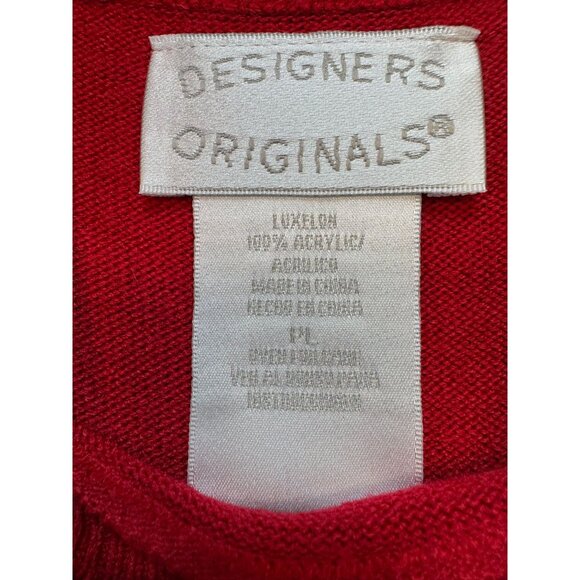 Vintage Designers Originals Sleeveless Knit Sweater Top PLRed Embroidered Holid - Picture 3 of 8